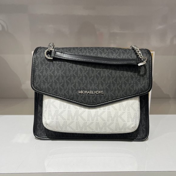 Michael Kors Regina Medium Flap Should Crossbody Bag MK Black Multi - Picture 4 of 12